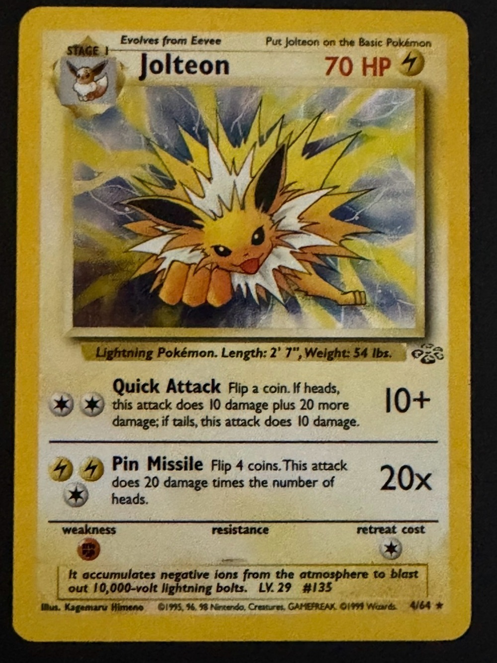 Vintage Holo Jungle Jolteon Card